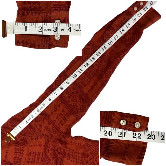 Lucky Brand X Peter Dunham Collaboration Aztec Tribal Button Up Collarless Shirt - Picture 12 of 12